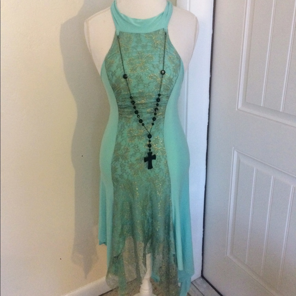 Cute open back mint green dress