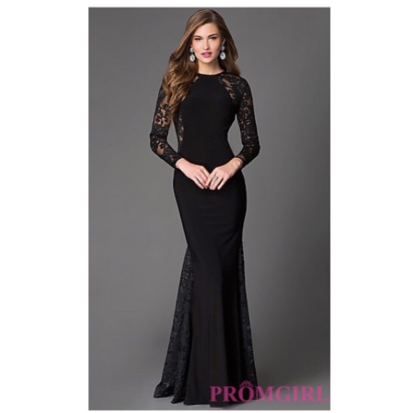 Black lace formal dress