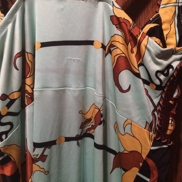 Sky print dress with brown leather corset - Picture 4 of 4