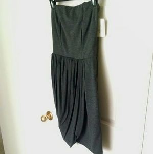 *SOLD* Dark grey strapless dress with drape skirt