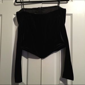 Velvet, long sleeve, steel bone corcet top.