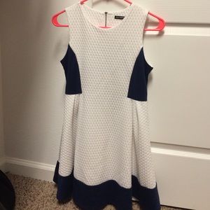 Beautiful white/navy blue girls colorblock dress