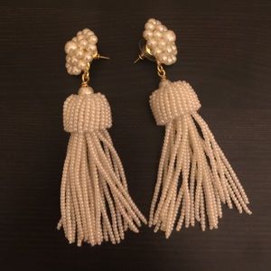 White pearl tassel earrings