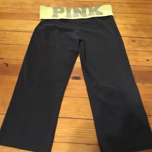 Foldover waist PINK yoga crops