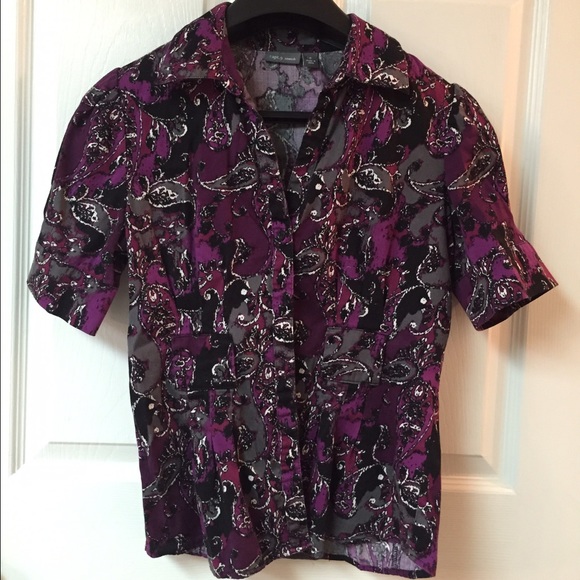 Cute black and purple Apt.9 stretch top - Picture 1 of 4