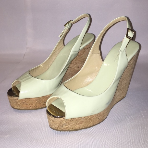 Jimmy Choo Prova Mint Green Cork Wedges
