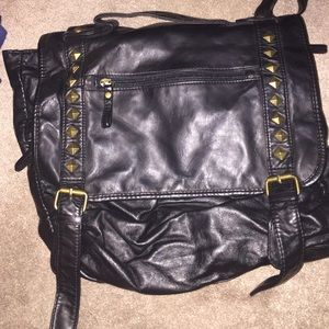 Studded Black Faux Leather Backpack/Purse