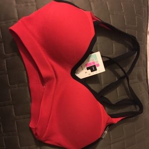 Red and black Victoria's Secret Pink sporting bra