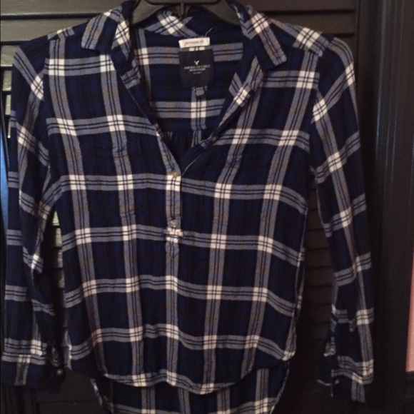 Blue and White Boyfriend Fit Plaid