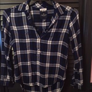Blue and White Boyfriend Fit Plaid