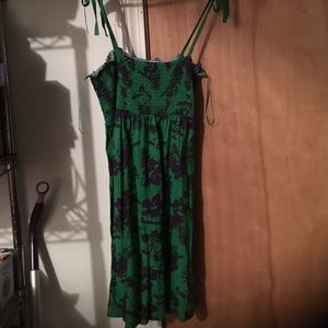 Blue and green tie strapped dress