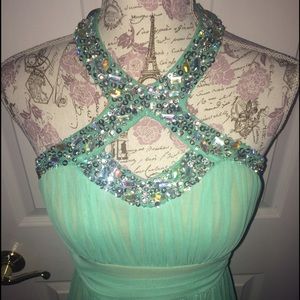 Absolutely STUNNING green-blue prom formal dress!!