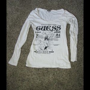 Guess white long sleeve shirt