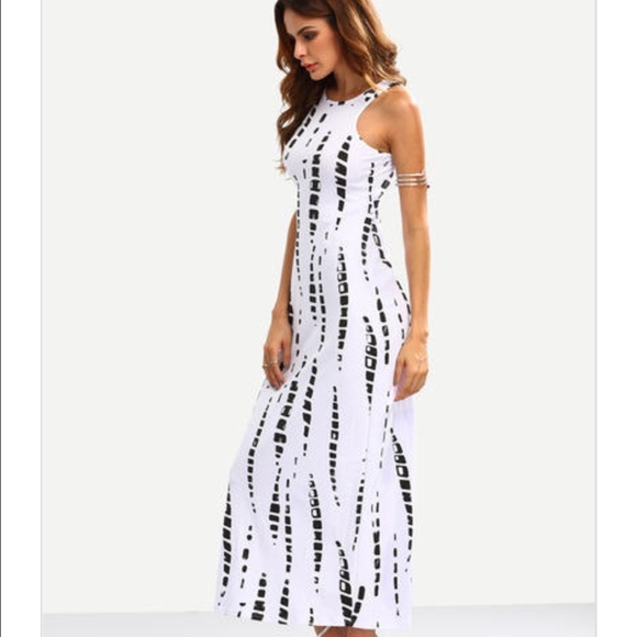 Tie Dye Bodycon Maxi Dress w/ Back Slit - Picture 3 of 4