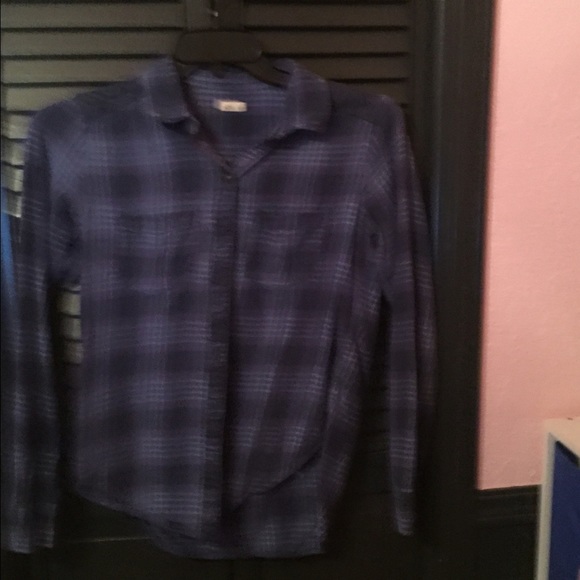 Blue Flannel With Crotchet on Back