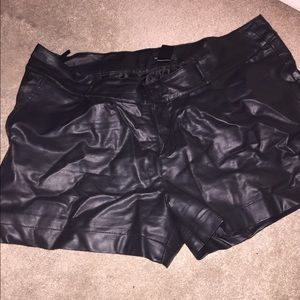 Black faux leather shorts