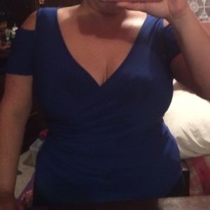 Torrid cold shoulder sapphire blue top