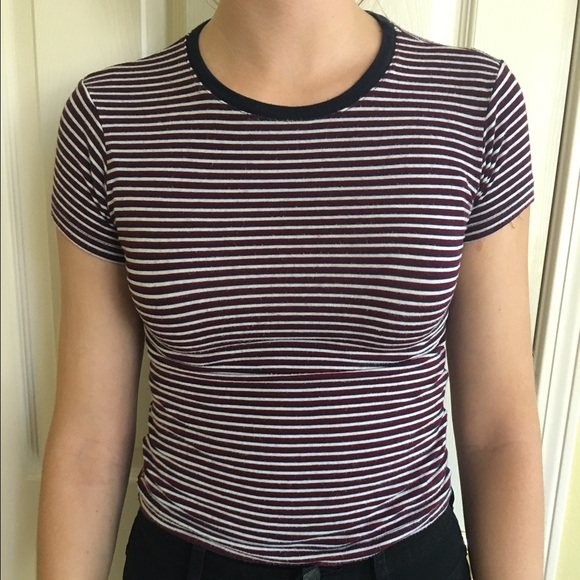 Brandy Melville red, white and blue stripe tee