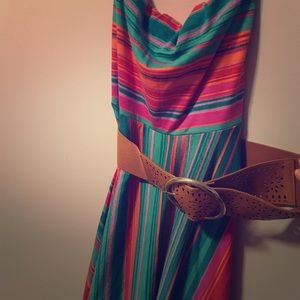 Strapless Colorful Striped Dress