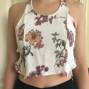Brandy Melville cross back floral crop tank