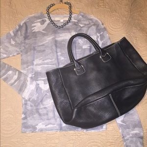 Ann Taylor 100% leather black tote