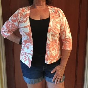 Peach and white floral cardigan