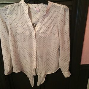 Polka Dot Black and White Lace Blouse