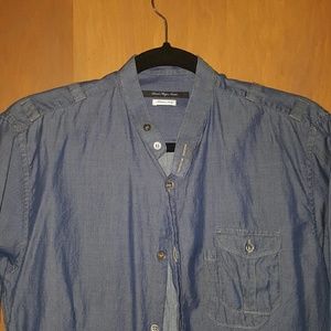 Collarless Button Down