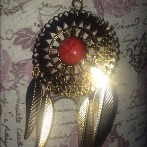 Gold dream catcher long chain necklace!