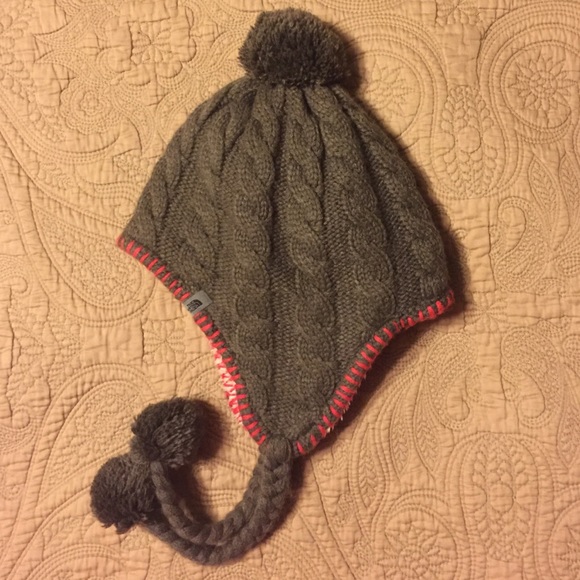 North face brown and pink beanie