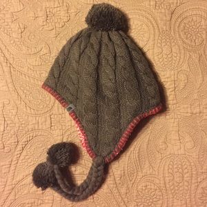 North face brown and pink beanie