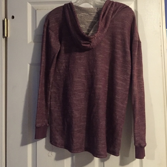 Maroon Lace Panel Hooded Sweatshirt - Picture 2 of 3