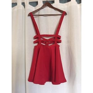 Red Suspender Skirt by Urban CoCo