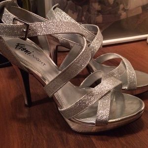 Silver glitter heels