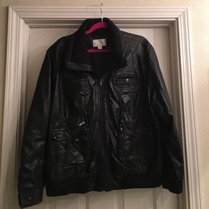 Faux Leather Jacket- Zippered, 2 pockets- LIKE NEW