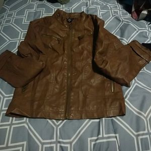 Wet seal Brown faux leather jacket