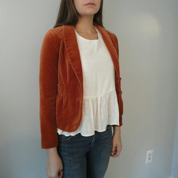 J. Crew Orange Velvet Blazer