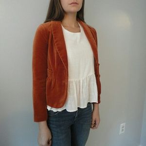 J. Crew Orange Velvet Blazer