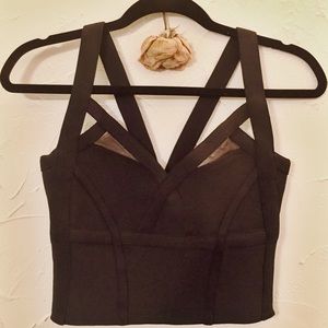 Silence + Noise Strappy Mesh Paneled Crop Top