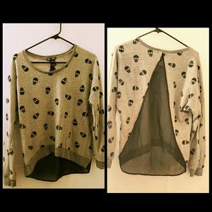 Skull sweater with sheer back