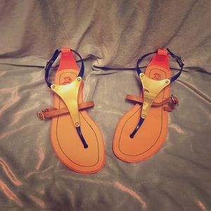 Coral/Navy/Gold Jelly Sandals