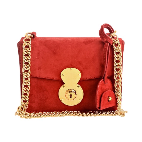 Ralph Lauren Suede Ricky Chain Shoulder Bag