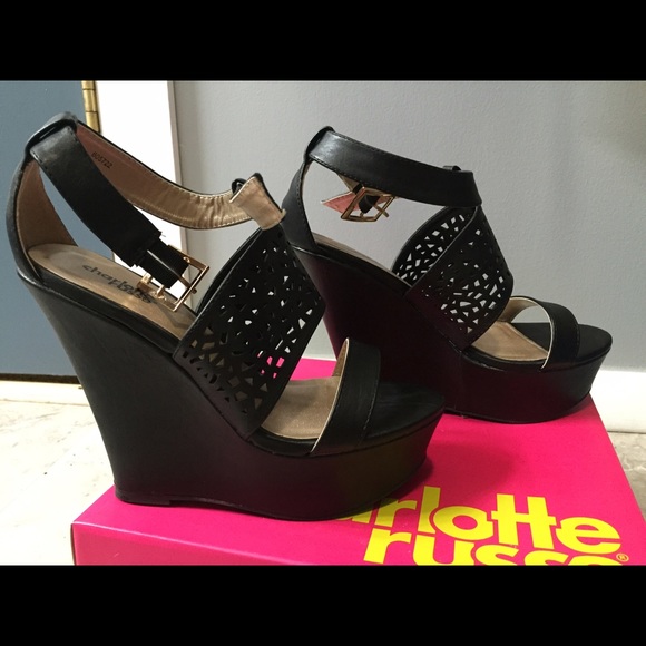 🚫Item Sold🚫 Black Charlotte Russe Wedges - Picture 1 of 4
