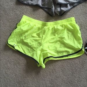 Neon yellow shorts under armour