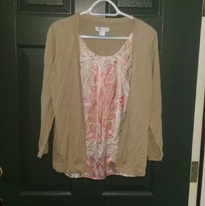 Silky Shirt with Cardigan built in