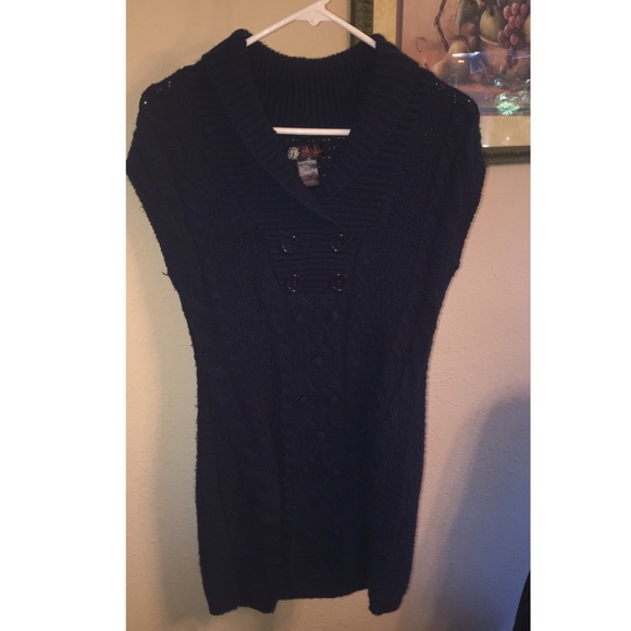 Navy Blue Mini Sweater Dress
