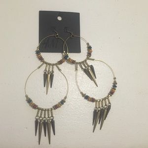 👊🏼SOLD: Hippie Bohemian Dangly Bead Hoop Earring