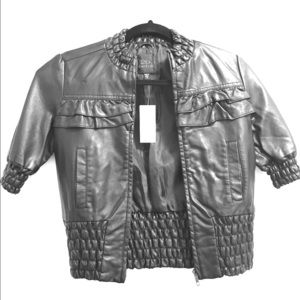 NWT XS Bebe Faux Leather Cropped Moto Jacket