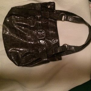 Purple snake skin vinyl purse