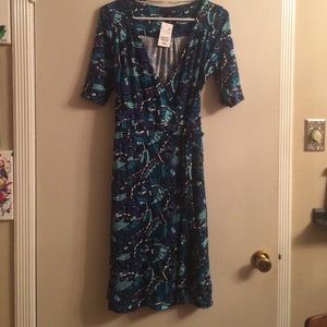 H&M blue pattern wrap dress